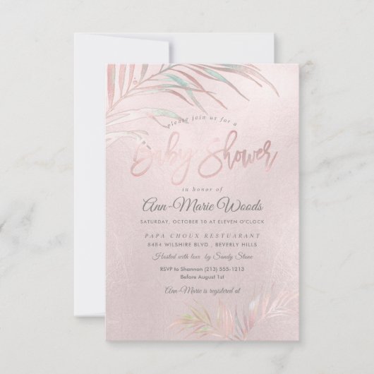 PixDezines Waterverf Palms Baby shower Kaart (Voorkant)