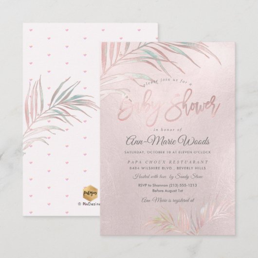 PixDezines Waterverf Palms Baby shower Kaart (Voorkant / Achterkant)