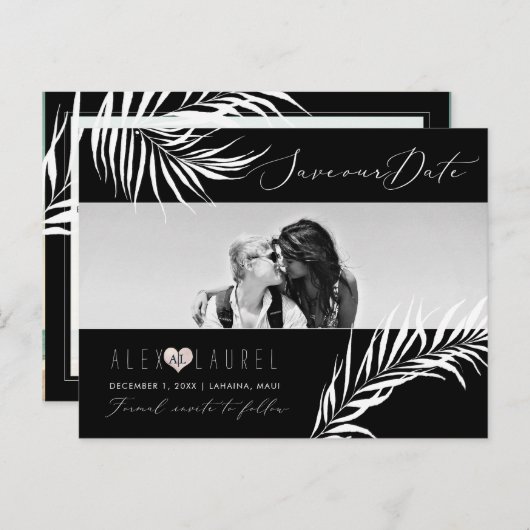 PixDezines Waterverf Palms, Sla de datum op Briefkaart (Voorkant / Achterkant)