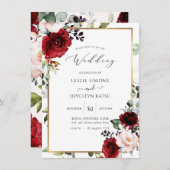 PixDezines Waterverf Passionate Blooms Wedding Kaart (Voorkant / Achterkant)