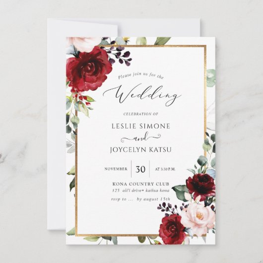 PixDezines Waterverf Passionate Blooms Wedding Kaart (Voorkant)
