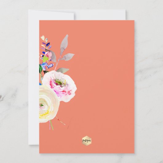 PixDezines Waterverf Pastel Rozen, geel + koraal Kaart (Achterkant)