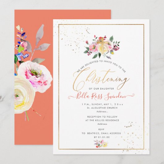 PixDezines Waterverf Pastel Rozen, geel + koraal Kaart (Voorkant / Achterkant)