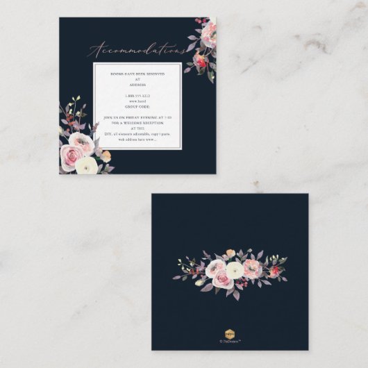 PixDezines Waterverf Pastel Rozen Informatiekaartje (Voorkant / Achterkant)