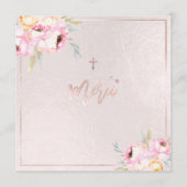 PixDezines Waterverf Peonies Baptême Merci Menu (Voorkant)