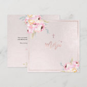 PixDezines Waterverf Peonies Baptême Merci Menu (Voorkant / Achterkant)