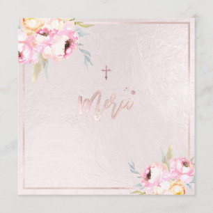 PixDezines Waterverf Peonies Baptême Merci Menu