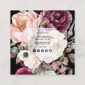 PixDezines Waterverf Peonies Blush Burgundy Vierkante Visitekaartje