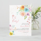 PixDezines Waterverf Peonies DIY eventBabydouche Kaart (Staand voorkant)