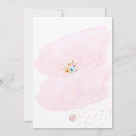 PixDezines Waterverf Peonies DIY eventBabydouche Kaart (Achterkant)