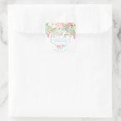 PixDezines Waterverf Peonies Peach+Mint/Hartelijk  Vierkante Sticker (Tas)