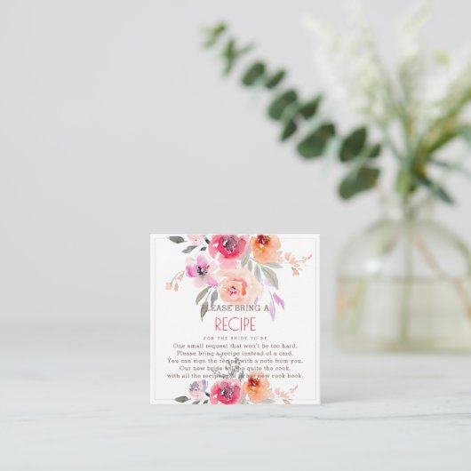 PixDezines Waterverf Peonies Recipe Request Enclo Informatiekaartje (Staand voorkant)