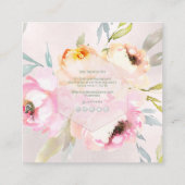 PixDezines Waterverf Peonies+Sage Vierkante Visitekaartje (Achterkant)