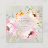PixDezines Waterverf Peonies+Sage Vierkante Visitekaartje (Achterkant)