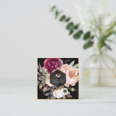 PixDezines Waterverf Peonies Square Visitekaartje (Staand voorkant)