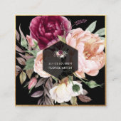 PixDezines Waterverf Peonies Square Visitekaartje (Voorkant)