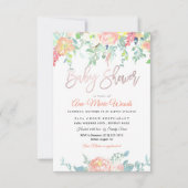 PixDezines Waterverf Perzik Pioenrozen Baby shower Kaart (Voorkant)