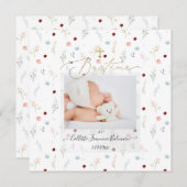 PixDezines Waterverf Petite Fleurs Baptême Fille Kaart (Voorkant / Achterkant)