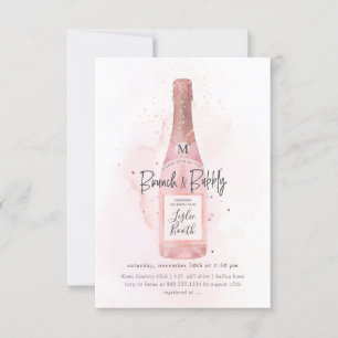 PixDezines Waterverf Pink Champagne Brunch Bubble Kaart