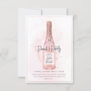 PixDezines Waterverf Pink Champagne Brunch Bubble Kaart