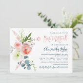 PixDezines Waterverf Pink Peonies Bat Mitzvah Kaart (Staand voorkant)