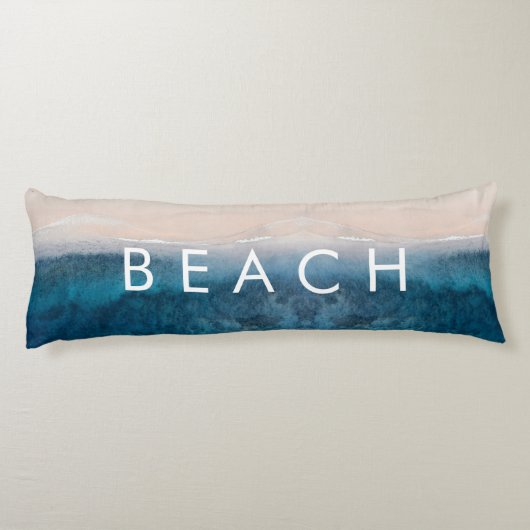 PixDezines waterverf PINK SAND BEACH Lichaamskussen (Achterkant)