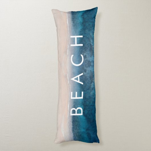 PixDezines waterverf PINK SAND BEACH Lichaamskussen (Achterkant (Verticaal))