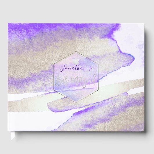 PixDezines Waterverf Platinum+Paarse Mitswa Gastenboek (Voorkant)