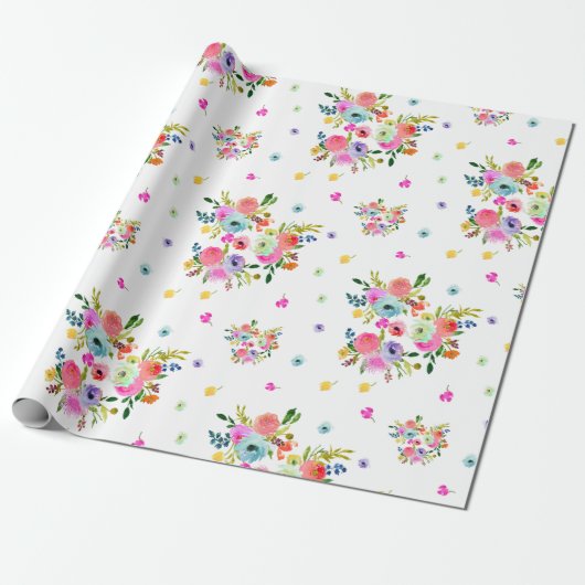 PixDezines Waterverf Ranunculus | DIY-achtergrond Cadeaupapier (Uitgerold)