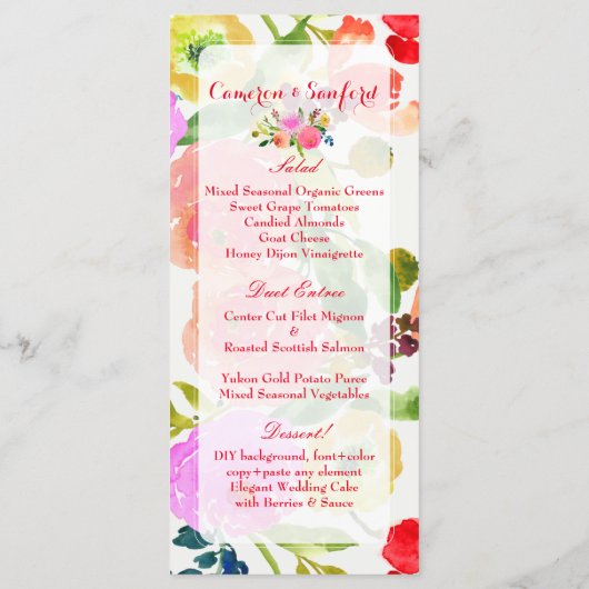 PixDezines Waterverf Ranunculus Menu (Achterkant)