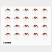 PixDezines Waterverf Rode Rozen Boeket Ronde Sticker (Vel)