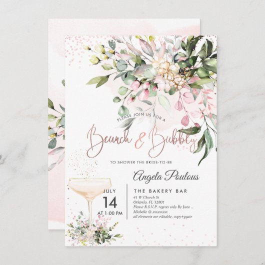 PixDezines Waterverf Roze bruin Kaart (Voorkant / Achterkant)