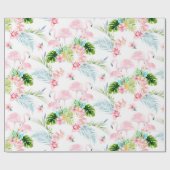 PixDezines Waterverf Roze Flamingo's Baby shower Cadeaupapier (Vlak)