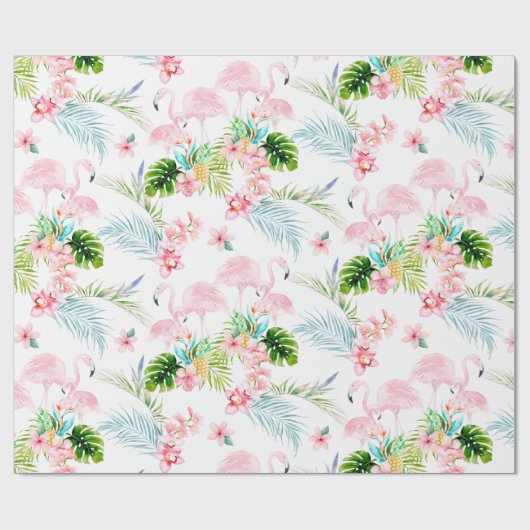 PixDezines Waterverf Roze Flamingo's Baby shower Cadeaupapier (Vlak)