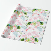 PixDezines Waterverf Roze Flamingo's Baby shower Cadeaupapier (Uitgerold)