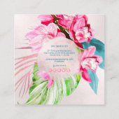 PixDezines Waterverf Roze Kona Cymbidium Vierkante Visitekaartje (Achterkant)