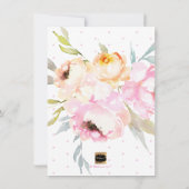 PixDezines Waterverf, Roze Pioenrozen Baby shower Kaart (Achterkant)