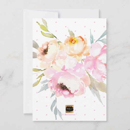 PixDezines Waterverf, Roze Pioenrozen Baby shower Kaart