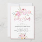 PixDezines Waterverf, Roze Pioenrozen Baby shower Kaart (Voorkant)