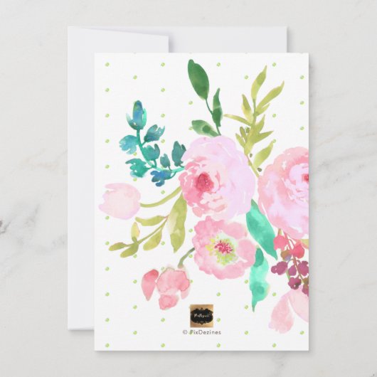 PixDezines Waterverf, Roze Ranunculus Baby shower Kaart (Achterkant)