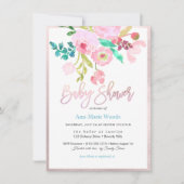 PixDezines Waterverf, Roze Ranunculus Baby shower Kaart (Voorkant)