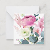 PixDezines Waterverf Roze Ranunculus Dank u Notitiekaartje (Achterkant)