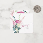 PixDezines Waterverf Roze Ranunculus Dank u Notitiekaartje (Voorkant / Achterkant in situ)