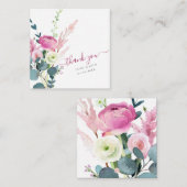 PixDezines Waterverf Roze Ranunculus Dank u Notitiekaartje (Voorkant / Achterkant)