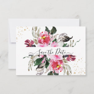 PixDezines Waterverf roze rode volken Save The Date