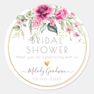 PixDezines Waterverf Roze Roses Bouquet Ronde Sticker