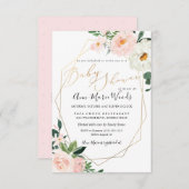 PixDezines Waterverf Roze Rozen Baby Shower Kaart (Voorkant / Achterkant)