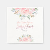 PixDezines Waterverf Roze Rozen Baby shower Uitnod Servet (Voorkant)