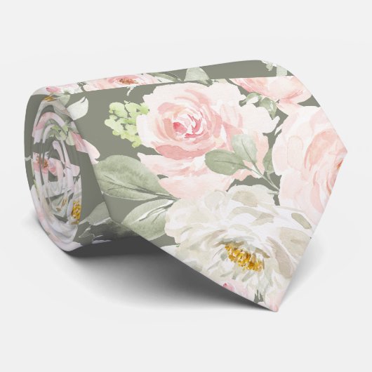 PixDezines Waterverf Roze Rozen DIY Achtergrond Stropdas (Opgerold)