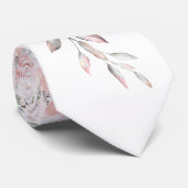 PixDezines Waterverf Roze Rozen Stropdas (Opgerold)